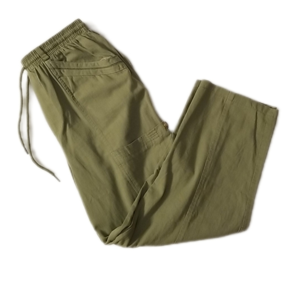 7 For All Mankind Cropped Utility Cargo Olive Green Pants XL